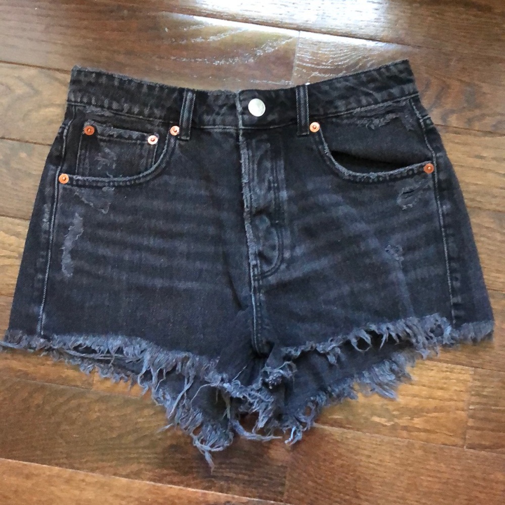 black Zara jean shorts